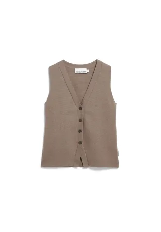 Armedangels - COMPACT BUTTONED KNIT VEST walnut cream - Gr. - S