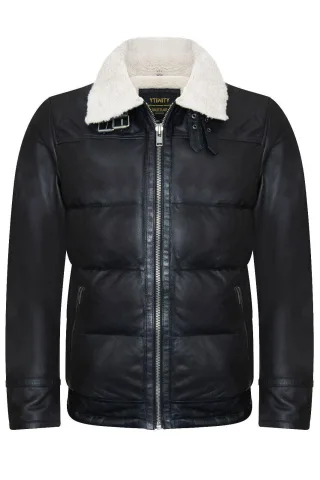 Gesteppte Biker-Pufferjacke aus Leder für Herren - Brasilia