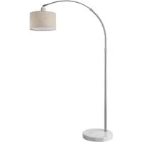 monzana Stehlampe, Bogenlampe, Stoffschirm Leinen Marmorfuß 150-175 cm Höhenverstellbar Schwenkbar