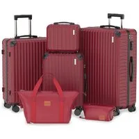 VALLSERO Trolleyset LG2 Hartschalen-Koffer set (S,M,L,XL) Rollkoffer, Reisekoffer, (Hartschalen Trolley 6-teiliges-set), Handgepäck 4 Rollen, ABS-Material, TSA Zollschloss, 6-teiliges Set