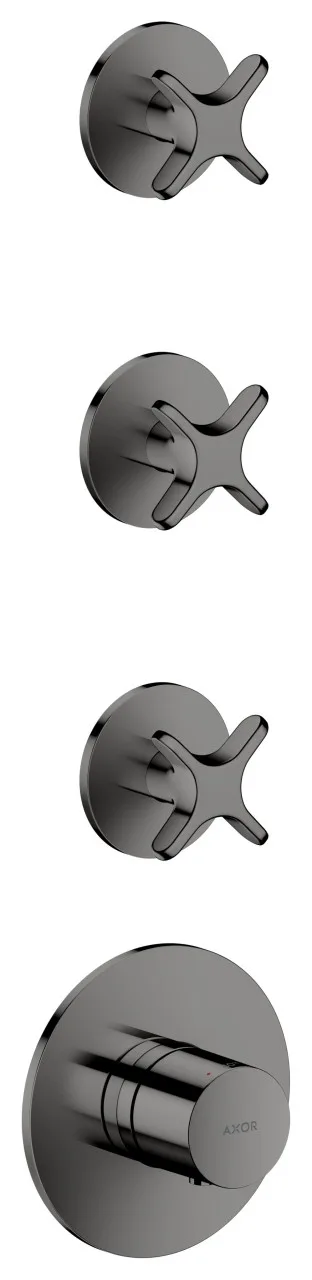 Hansgrohe Thermostatmodul Unterputz AXOR One für 3 Verbraucher mit Kreuzgriff polished black chrome 48713330