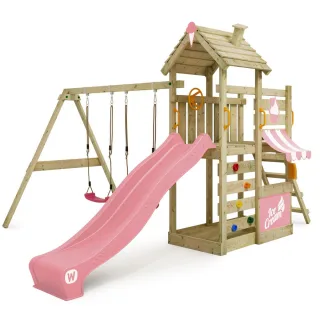 Spielturm CherryFlyer mit Rutsche Schaukel Klettergerüst - Garten Kletterturm aus Massivholz für Kinder - Sicherer Spielspaß im Freien - Wickey