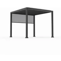 anndora Pergola 3 x 3 Meter Aluminium Pavilion + 1 Stück Vorhang, BxTxH: 293x293x245 cm, (4-tlg), Wasserabfluss über Pfosten - per Kurbel verstellbares Lamellendach