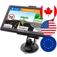 GABITECH 7 Zoll GPS PKW LKW Navi mit Europa, USA und Kanada Karten + POI PKW-Navigationsgerät (USA, KANADA, EUROPA, inklusive lebenslanger Kartenupdates, inklusive Zubehör, einfache Bedienung für jedes Alter)