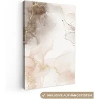 OneMillionCanvasses® Leinwandbild Marmor - Gold - Linie, Fotodruck (1 St), Leinwand Canvas Wandbild, Wanddekoration 20x30 cm