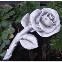 Radami Gartenfigur XL Rose mit Stiel Rosenblüte,Grabdeko wetterfest