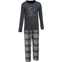 Erwin Müller Pyjama Kinder-Schlafanzug Single-Jersey Karo: Hose/Sterne: Oberteil