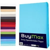 Buymax Spannbettlaken Topper, Spannbetttuch für Topper bis 12 cm Höhe, 100% Baumwolle Jersey, Jersey, Gummizug: Rundumgummi, (1 Stück), Pflegeleicht und Atmungsaktiv, in Verschiedenen Farben und Größen