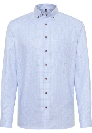 ETERNA - Kariertes Langarmhemd Modern Fit blau - Gr. - 42
