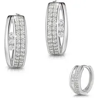 Firetti Paar Creolen Schmuck Geschenk Silber 925 Ohrschmuck Ohrringe, Made in Germany - mit Zirkonia (synth)