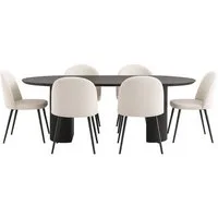 ebuy24 Essgruppe Kyoto Essgruppe Esstisch dunkelbraun, 6 Stühle aus, (7-tlg)