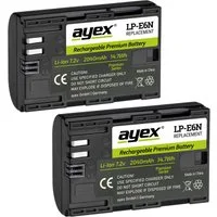 ayex 2x LP-E6N Akku Canon EOS R 5D Mark IV 6D Mark II 7D Mark II 80D 90D Kamera-Akku
