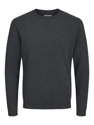 JACK&JONES - JJEBASIC KNIT CREW NECK NOOS Dark Grey Melange - Gr. - XXL