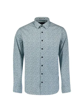 No Excess - Gemustertes Stretch-Hemd blau - Gr. - M