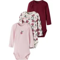 Name It Langarmbody NBFBODY 3P LS PEACHES NOOS (Packung, 3-tlg) Baumwolle, 3-er Packung