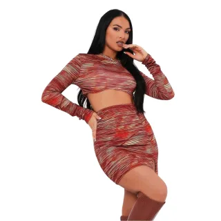 Missy Empire - Co-ord Set für Damen, Abgerundeter Saum (Rot)