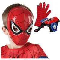 Festivalartikel Verkleidungsmaske Spiderman Kinder-Set: Maske & Handschuh mit Netzwerfer, hochwertig