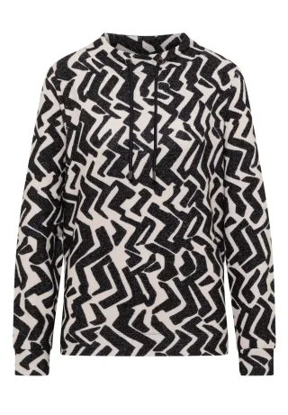 CECIL - Cosy Shirt mit Grafikmuster light greige melange - Gr. - XL