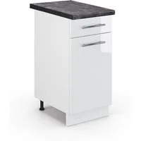 Vicco Unterschrank Fame-Line, Weiß Hochglanz/Weiß, 40 cm, AP Anthrazit (1-St)