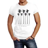 Neverless Print-Shirt Herren T-Shirt Palmen California Westcoast Palms Summer Slim Fit mit Print