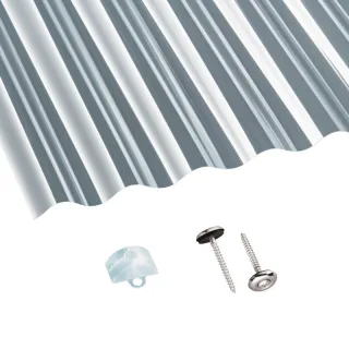 Polycarbonat | Terrassendach-Set | Sinusplatte | 76/18 | 1,3 mm | glatt | klar
