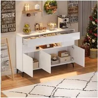 STILVORA Sideboard mit Schubladen,Kommode Aufwahrungsschrank Hochglanz mit LED-Licht (Kommode, Buffetschrank, Wohnzimmermöbel, 1 St., 3 Schubladen und 5 Schränken), Schrank mit 5 Metallbeinen