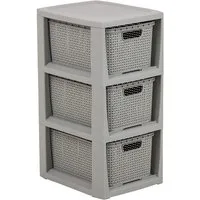 BranQ Regal 1725, Rattanregal mit 3 Körben 3x7L