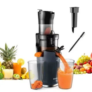 [EU Direct] BioloMix Cold Press Juicer Machine with 78mm Feed Tube 200W 40-65RPM Masticating Juice Extractor BPA-Free Tr