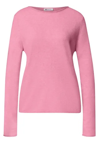 Street One - Pullover mit Boat Neck und Rollkanten warm blush mel. - Gr. - 38