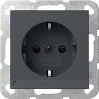 Schutzkontaktsteckdose Typ F 16 Ampere 250 Volt mit LED-Orientierungsleuchte und erhöhtem Berührungsschutz anthrazit, Retail