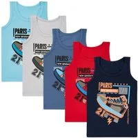LOREZA Unterhemd 5 Jungen Unterhemden - Paris - Bunt (Set, 5-St., 5er-Pack)