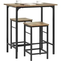 SoBuy Essgruppe OGT10, Küchentisch-Set für 2 Personen, Esstisch Essgruppe Gartentisch, Sitzgruppe Esszimmergruppe Bartisch Bistrotisch (Set, 3-tlg) Esszimmer