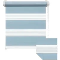 Doppelrollo Zevra Doppelrollo / Duo Rollo, 35 x 160 cm, hellblau, Victoria M., halbtransparent, ohne Bohren, freihängend, verschraubt, Feuchtraumgeeignet, Sichtschutz oder Durchsicht