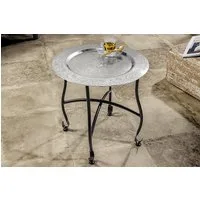 riess-ambiente Beistelltisch MARRAKESCH 40cm silber / schwarz · Wohnzimmertisch aus Metall (Einzelartikel, 1-St), Teetisch · rund · handmade · abnehmbares Tablett · klappbar