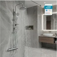 hansgrohe Duscharmatur Ecostat 1001CL Brausethermostat Set mit Aloni Handbrause & Regendusche (Spar-Set) EcoStop & 40°C Sicherheitssperre, Armatur in chrom, Wandmontage