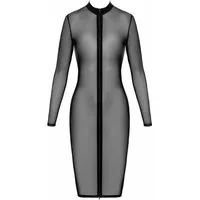 Noir Handmade Midikleid halblanges Kleid in schwarz - L