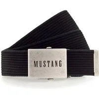 MUSTANG Stoffgürtel "Tucker" Gewaschenes Rillenband, Klemmverschluss aus mattem Silber, 4 cm