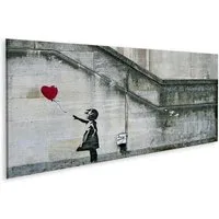 islandburner Leinwandbild Banksy mit Mädchen und Herzluftballon - Panorama