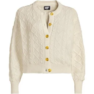 Zopfmuster-Cardigan DRIFTER, Damen,  Pink, Baumwolle, by Lands' End