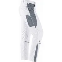 Engelbert Strauss Arbeitsbundhose Strauss Bundhose e.s.active Arbeitshose Flexbelt weiß/grau seitlich dehnbarer Flexbelt-Bund, Hammerschlaufe, Kniepadstaschen
