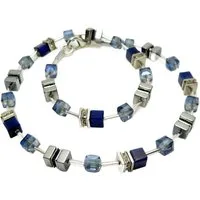 traumschmuck Collier 536c Collier Cube Würfel nachtblau dunkelblau Kristallglas Strass (inkl Schmuckbox), handgefertigt, Made in Germany
