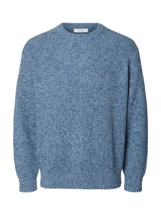 selected men - SLMTILUM LS KNIT RLX CREW NECK NOOS Blue Horizon - Gr. - L