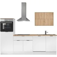 KOCHSTATION Küchenzeile KS-Georgia, mit 38mm starker Arbeitsplatte, Breite 260 cm, wahlweise mit E-Geräten und Kühlschrank