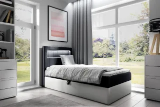 Boxspringbett Gästebett Kinderbett FABIAN Nr.1 80x200cm Weiss-Schwarz