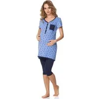 Bellivalini Umstandspyjama Damen Umstands Pyjama mit Stillfunktion BLV50-126 mit Brusttasche