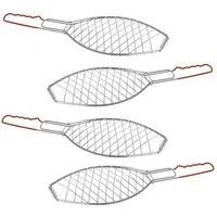 ToCi Grillwender 4 Stk. Fisch-Griller Fischbräter Fisch-Grillzange Fischzange Grillkorb