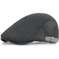 Zaewry Flat Cap Herren Atmungsaktive Mesh-Sommermütze Verstellbare Schiebermütze Baskenmütze Ivy Cap Cabbie Flat Cap