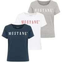 MUSTANG T-Shirt Damen T-Shirt 3er Pack Baumwolle Style Alma 3P (Packung, 3er Pack)