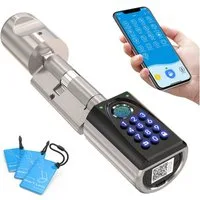 WE.LOCK Schließzylinder WELOCK Türschloss Fingerabdruck ToucA51 Pro für 50-100 mm Türen, (Packung, Smartes türschloss x1, RFID-Karte x3, Anleitung x1, Zubehörbox x1), Fingerabdruck, Dauer-/Temp-Passwort, RFID, App, Ersatz-USB,Fernöffnung