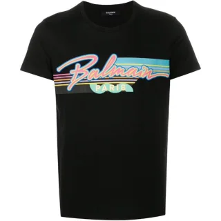 Balmain Paris - Schwarzes T-shirt Mit Retro-logo